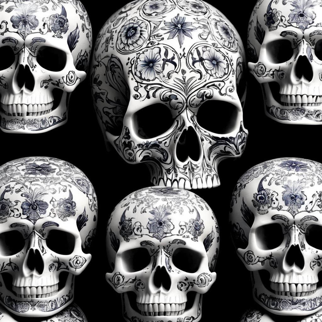 skull images art, ceramics, porcelain
