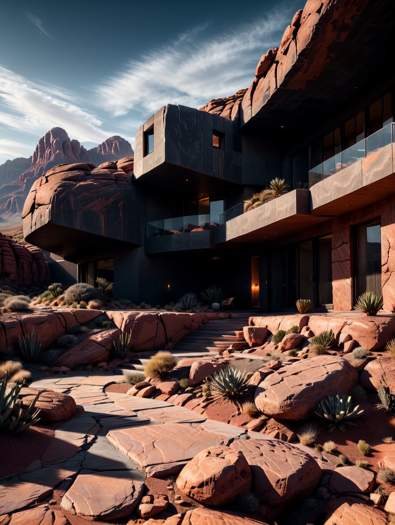 modern organic contemporary red rock desert house