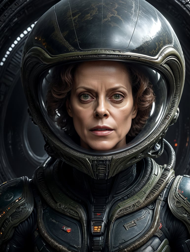 Create a new Alien movie poster with Sigourney Weaver
