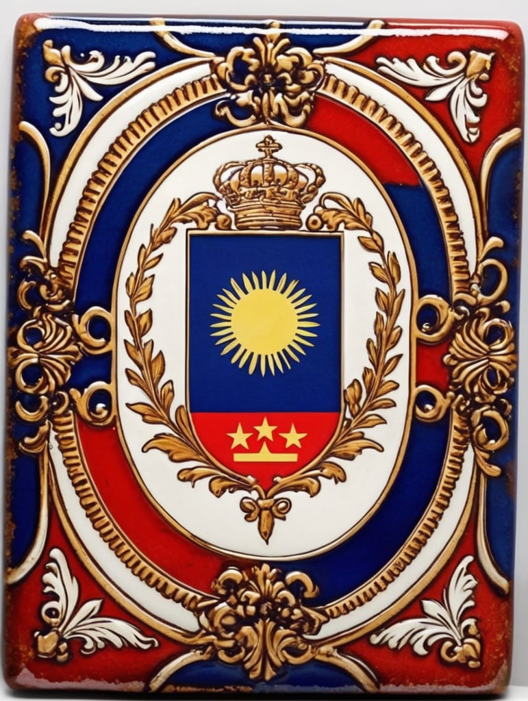 Square ceramic glazed tile with medieval art Philippine Flag, Azulejo