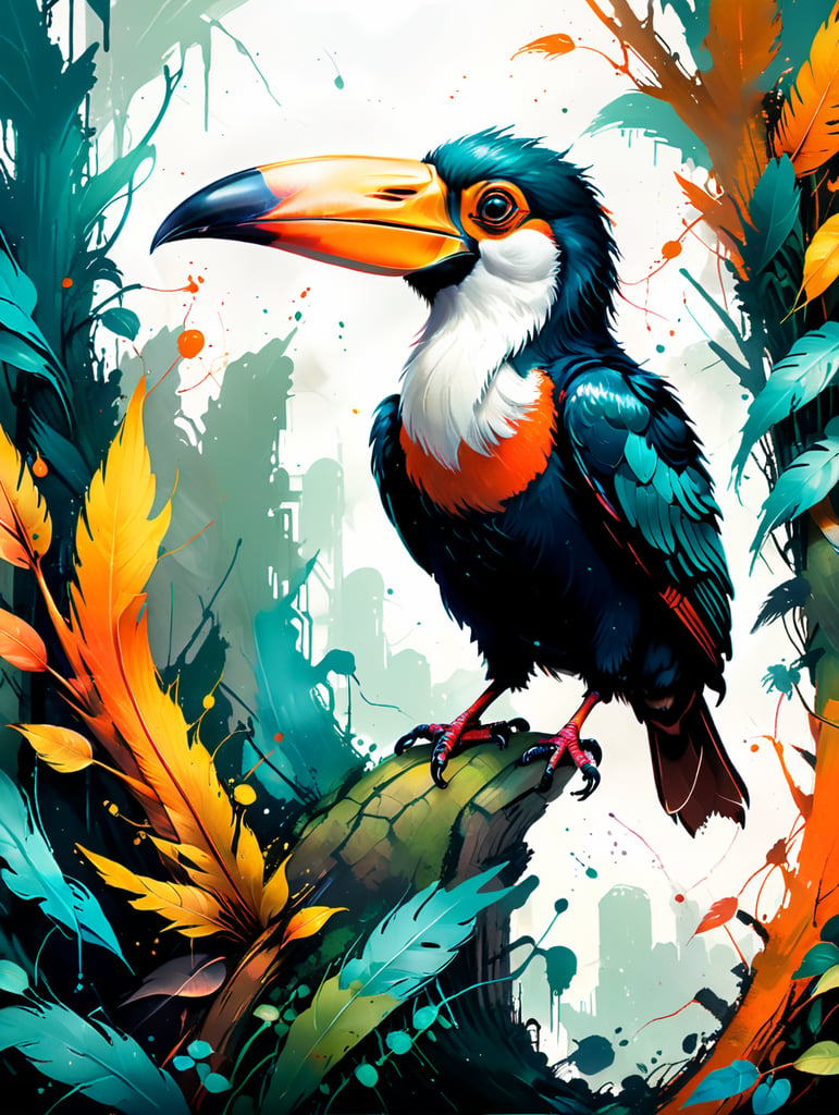 Toucan in jungle style