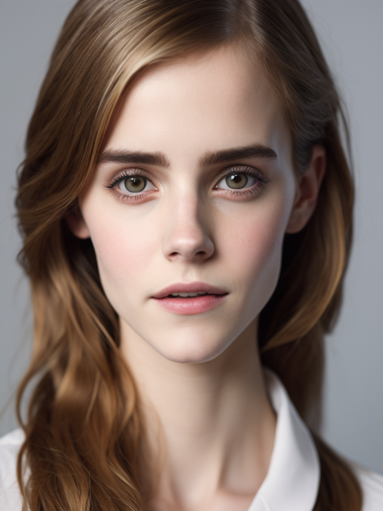 Portrait of Emma Watson, ultra realistic, Long hair, detailed background
