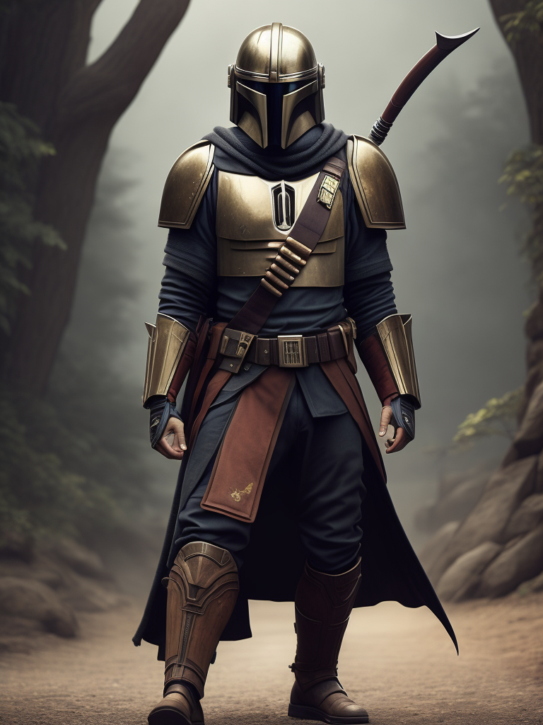 the Mandalorian as a traditional samurai