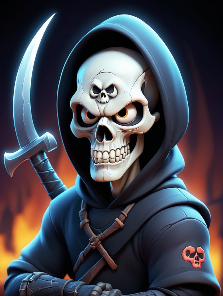 Skull Reaper mascot logo design esport illustration, vector image