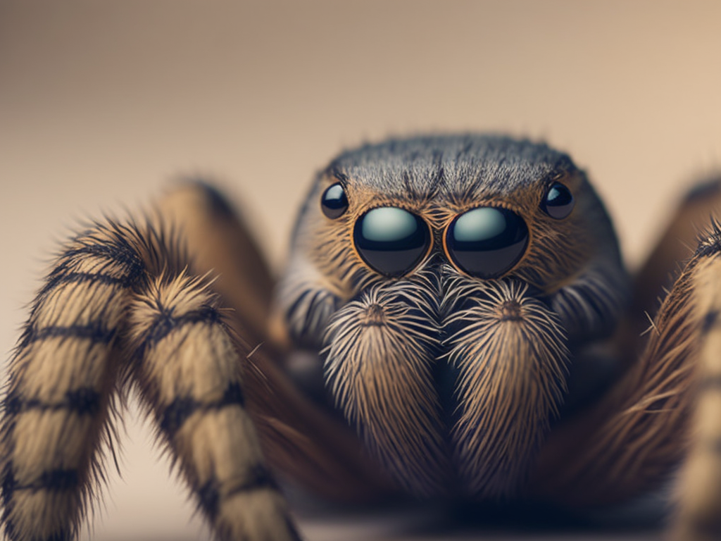 Spider peeking over pastel bright background
