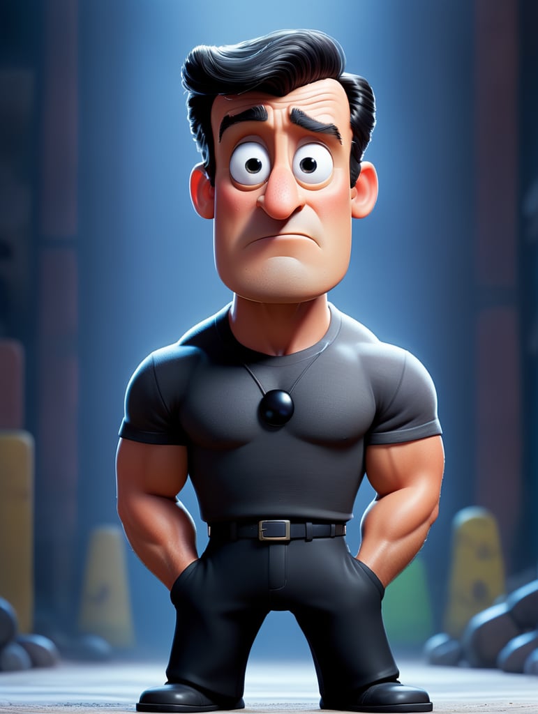 Sylvester Stallone em pé olhando para camera