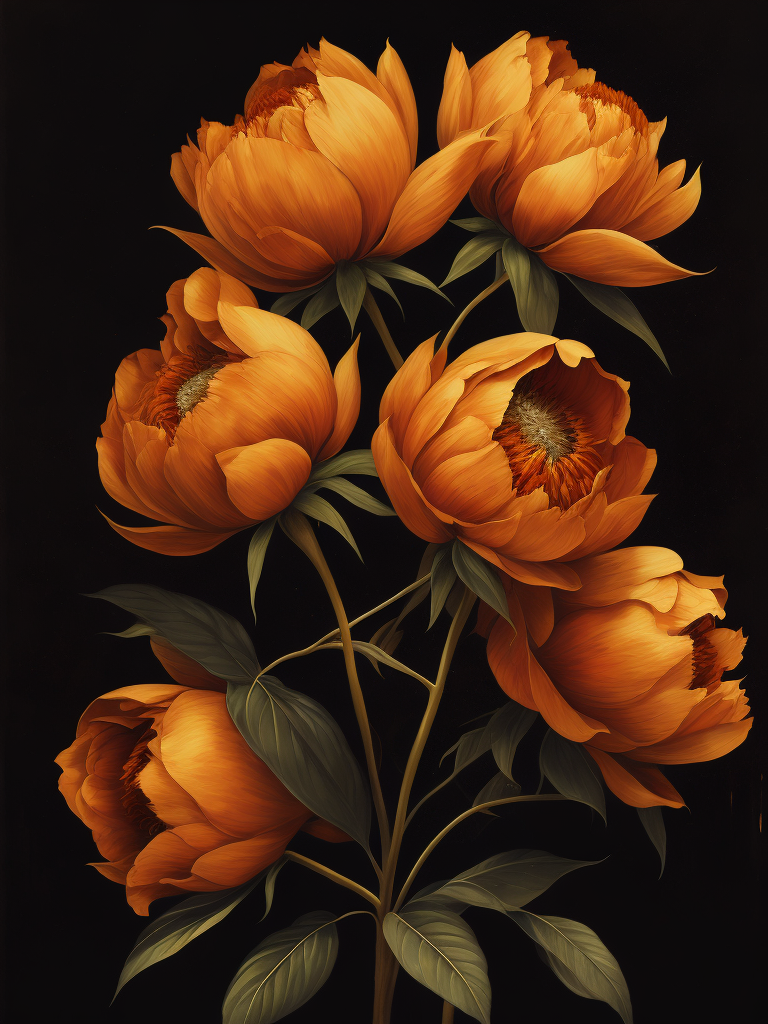 beautifully, big 3 dark red peonys, bright and saturated colors, elegant, highly detailed, sharp focus, bright expressive, dramatic lighting, depth of field, incredibly high detailed, with black background