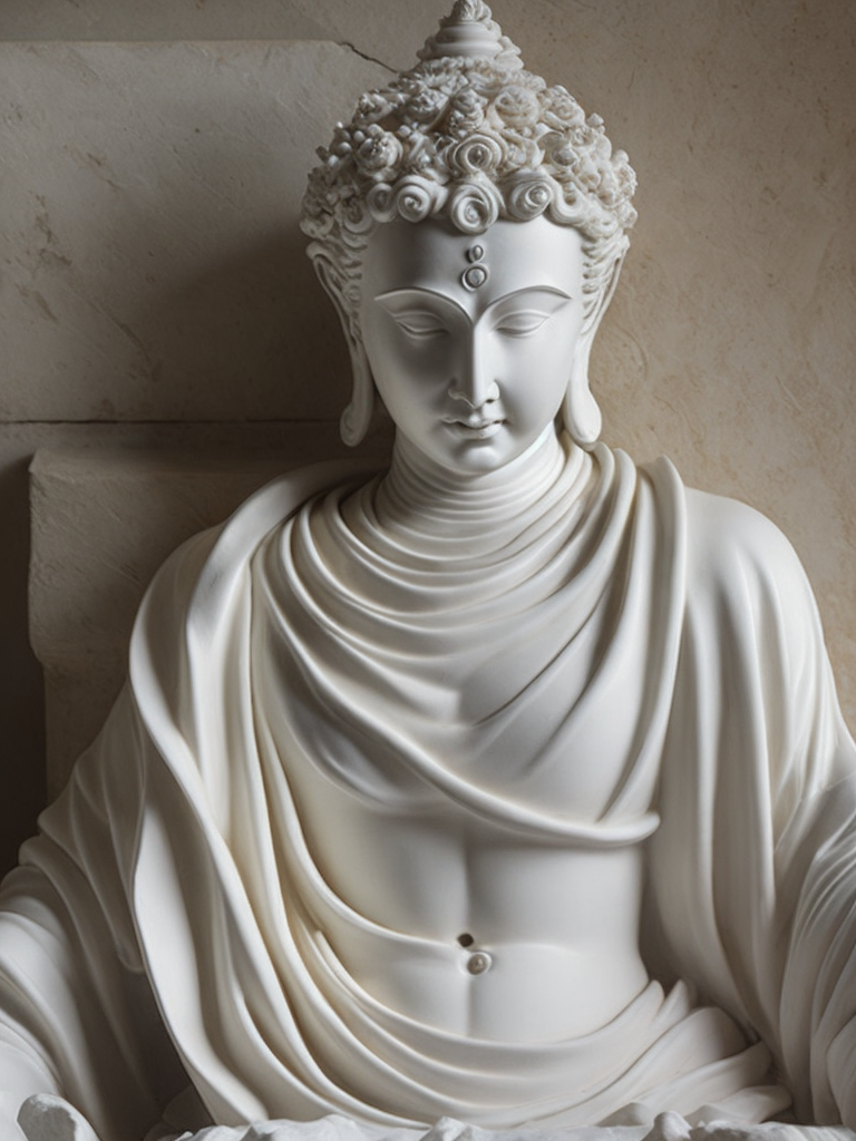 Sculpture of buddha, Marble, Painting, Baroque, Italy, style of Gian Lorenzo Bernini