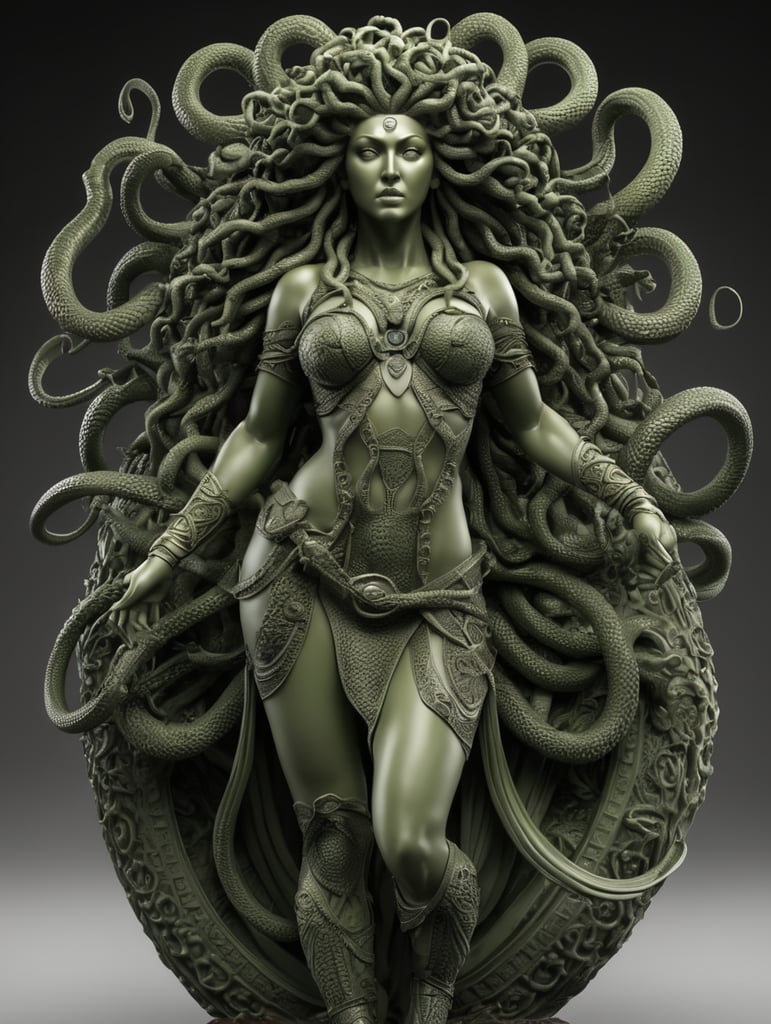 highly detailed full body of medusa