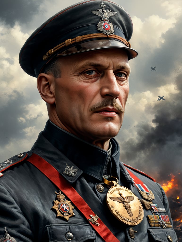 a medal with Manfred Von Richthofen based on the portrait of this famous WWI air ace