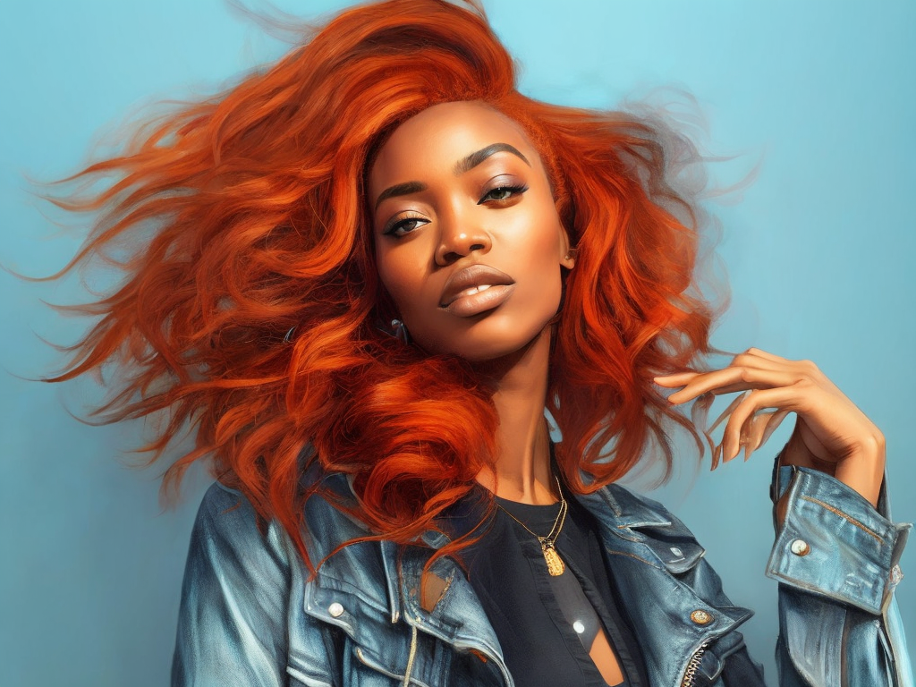 black women with ginger hair, professional photo, sharp on details