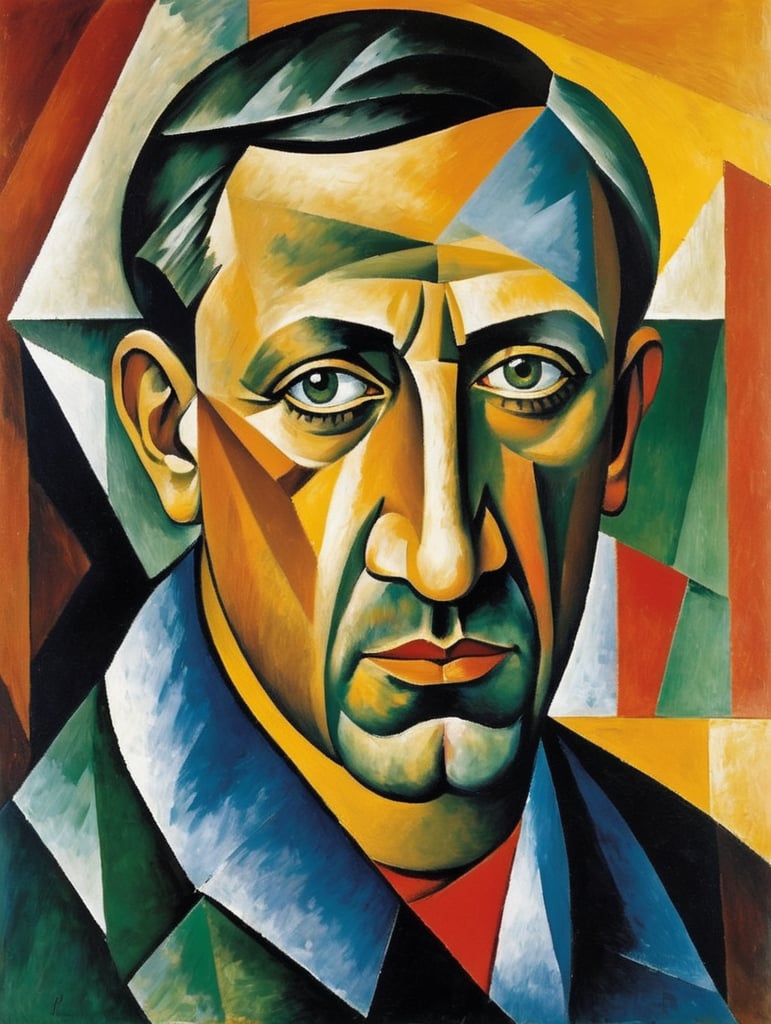 self-portrait pf Pablo Picasso, Cubism