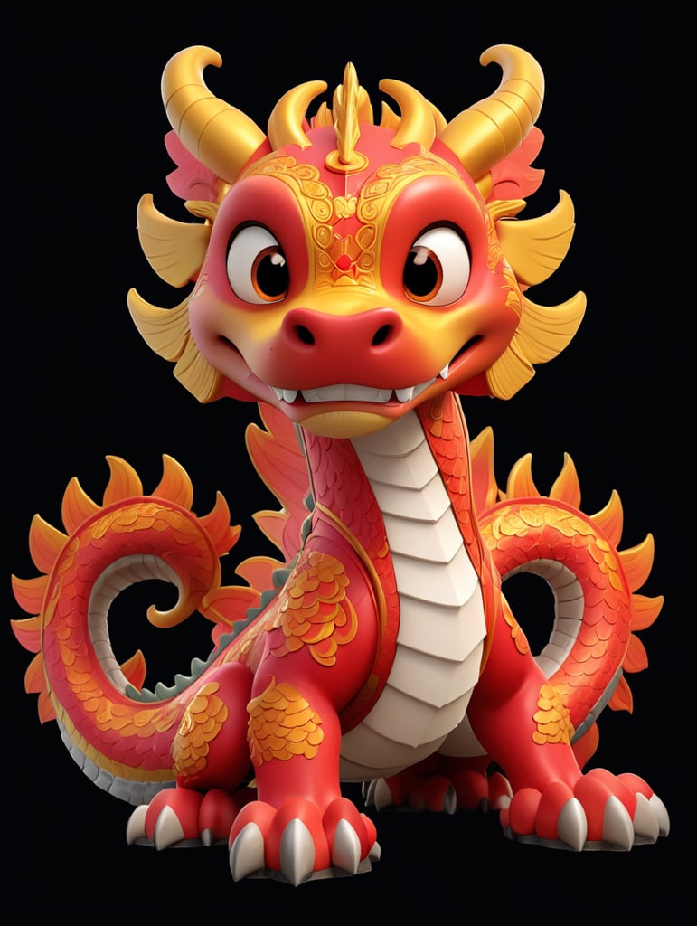 Chinese New Year Dragon Cartoon Three-dimensional 3d Ancient Building 2024 Of The Festival Poster