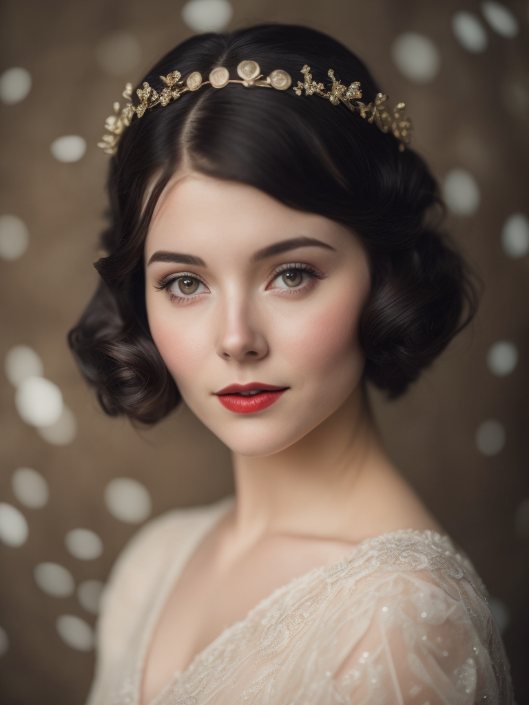 adorable Snow white, princess, delicate face, 1930s style