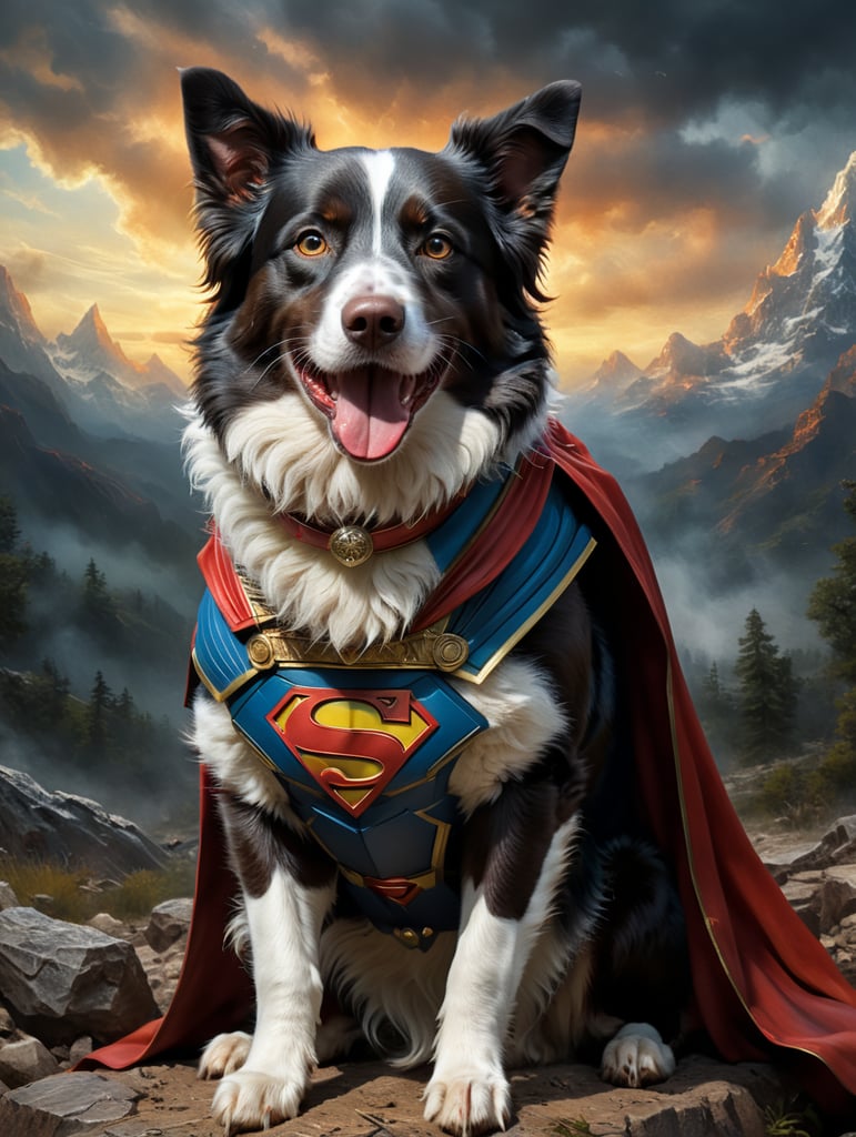 Baron brownish white border collie dog superman