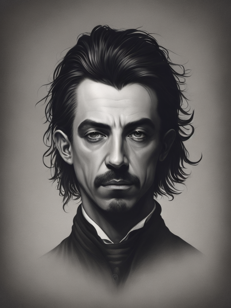 Portrait of Till Lindemann, Illustration, Concept Art, Cover Art, Gothic, detailed face, style of Santiago Caruso