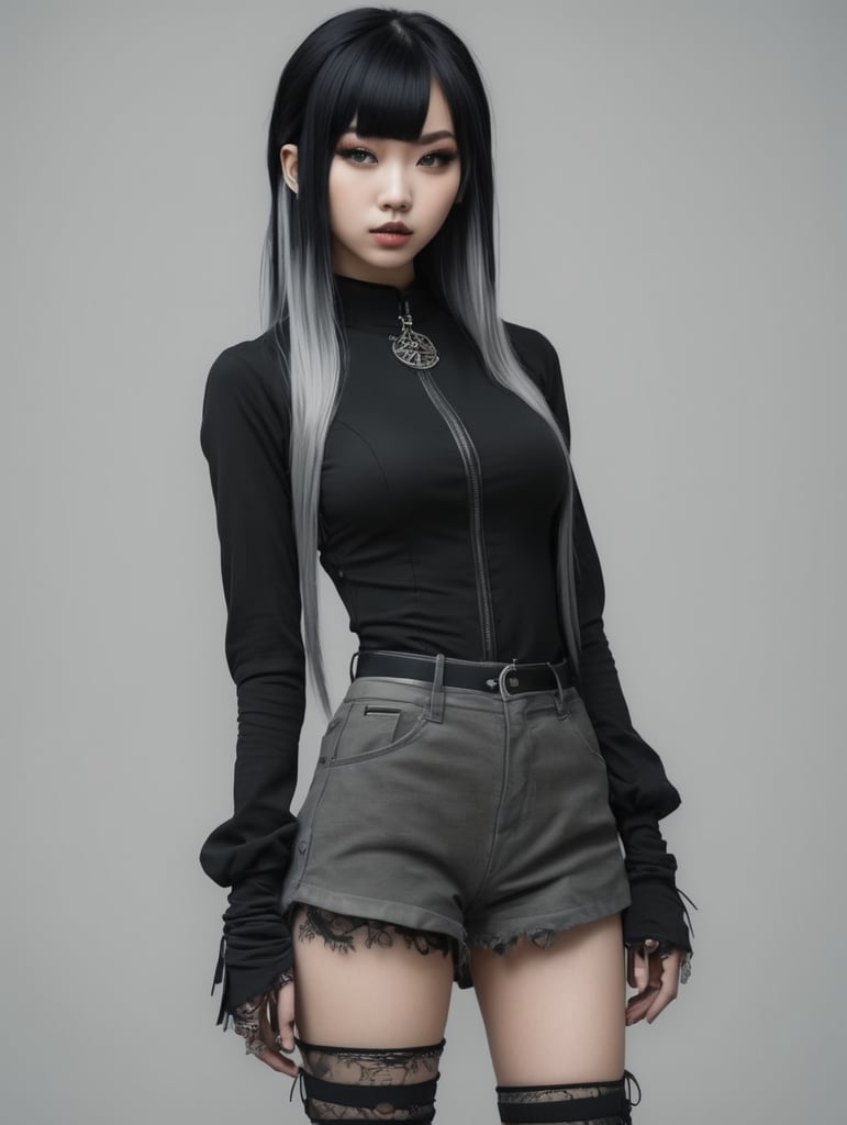 full body fit asian goth girl