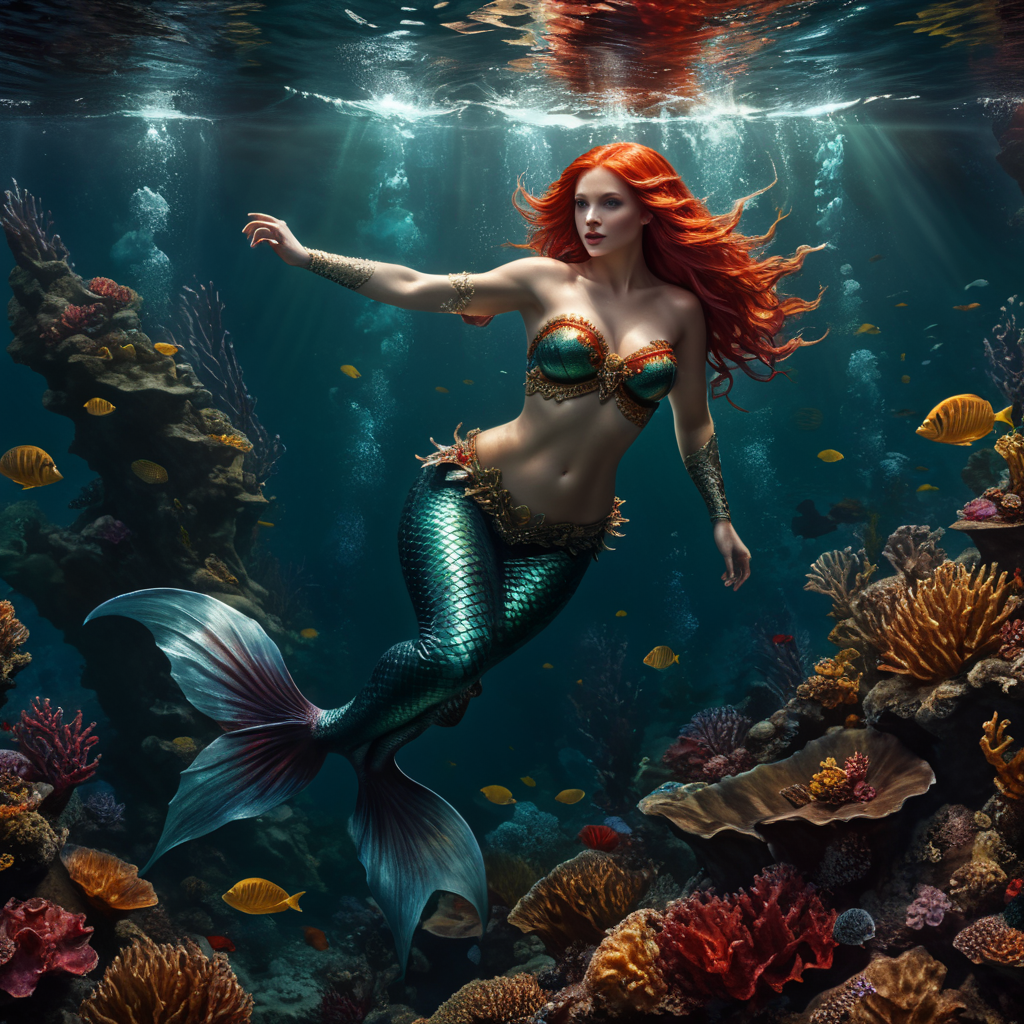 Mermaid in the deep sea, Red-hair