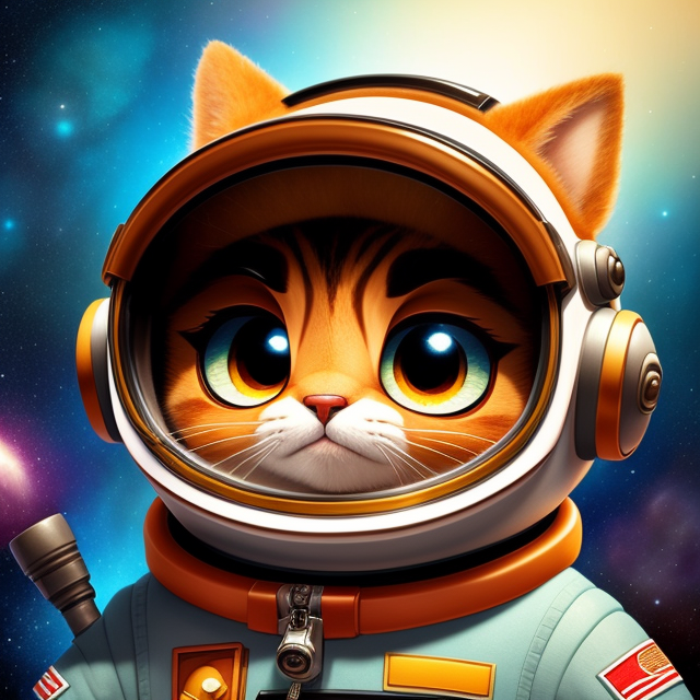 a astronaut cat in a space suit, he is sad and jump, space backround, anthro, very cute kid's film character, disney pixar zootopia character concept artwork, 3d concept, detailed fur, high detail iconic character for upcoming film, trending on artstation, character design, 3d artistic render, highly detailed, octane, blender, cartoon, shadows, lighting, (by Artist Jacek Yerka:1.3)