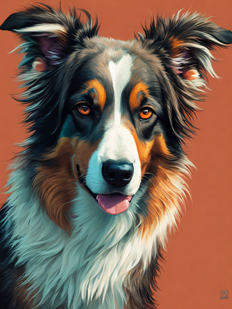 australian shepherd, Pablo Picasso style