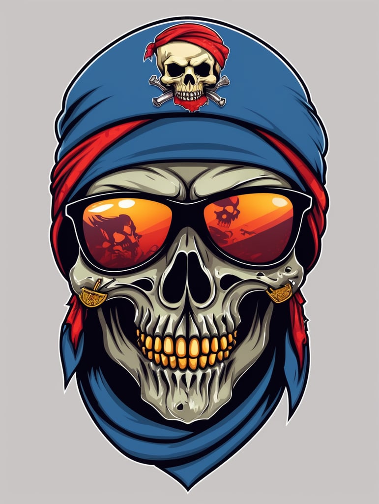 Zombie bandit skull with bandana on face mascot logo, e-gaming, bright colors, Gaming Logo, vector image