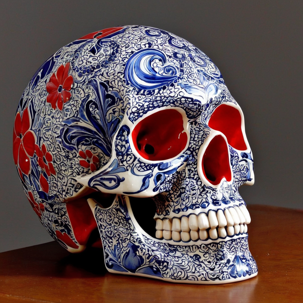 skull images art, ceramics, porcelain