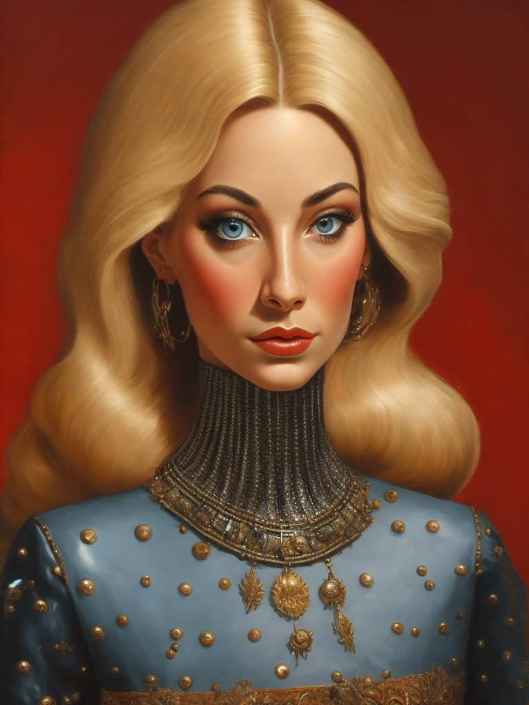 Barbie is a fashion doll, Painting, Oil, Portrait, Cover Art, Surrealism, Germany, France, style of Mati Klarwein