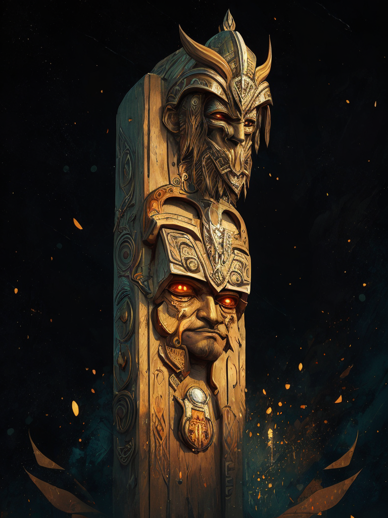 Slavic Totem Pole, deep carved, Slavic angry god face, Slavic Nation, slavic culture, odin