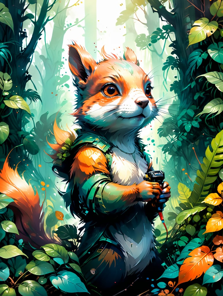 Cute squirrel in jungle , tropical