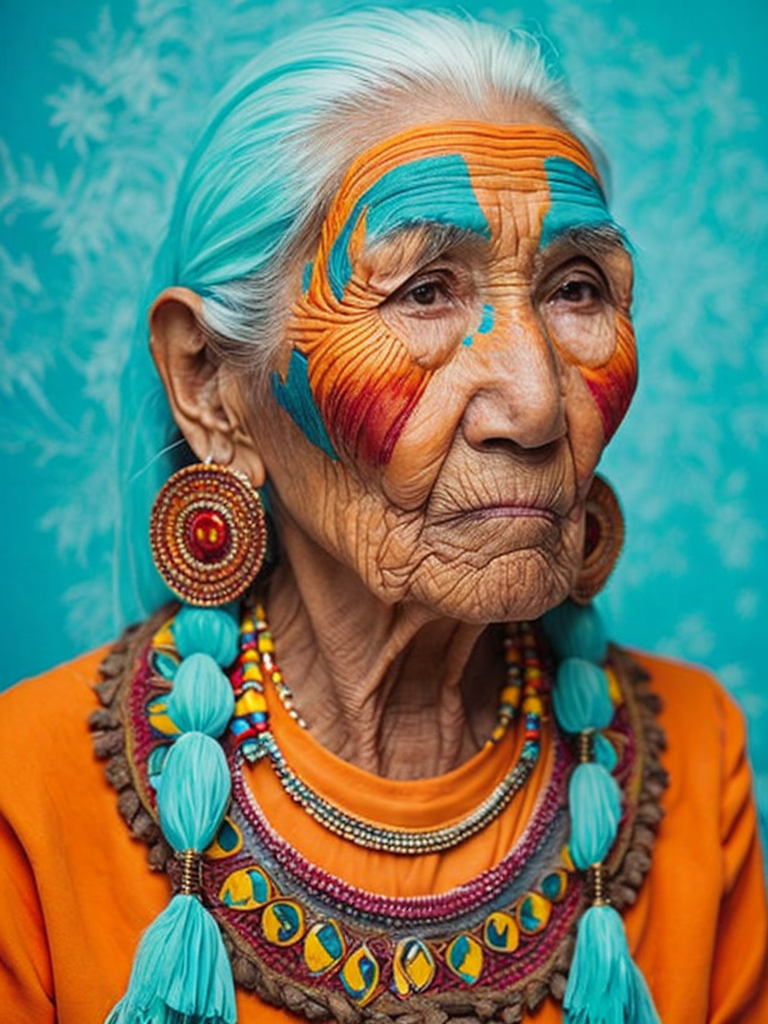 native american old woman in national dress