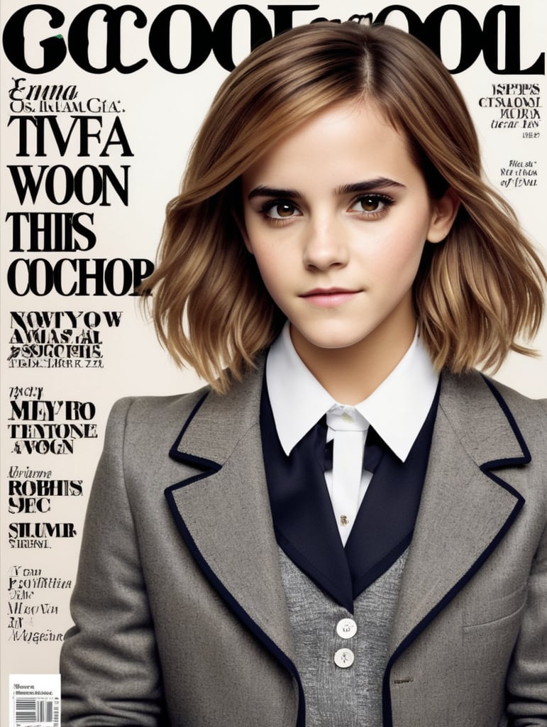 Glossy Magazine cover, Emma Watson School girl