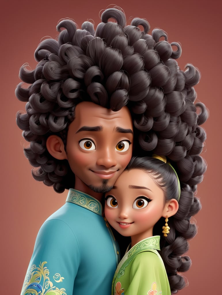 Disney somali man with curls with disney chinese girl