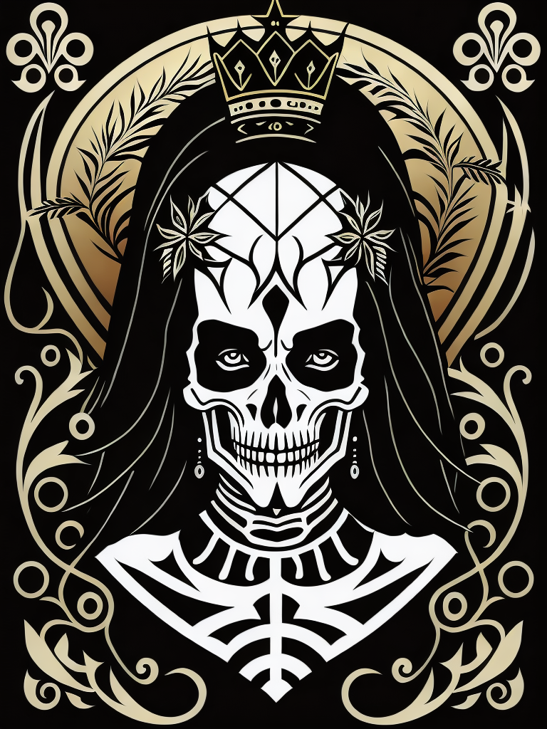 A vector art of a queen skeleton tattoo