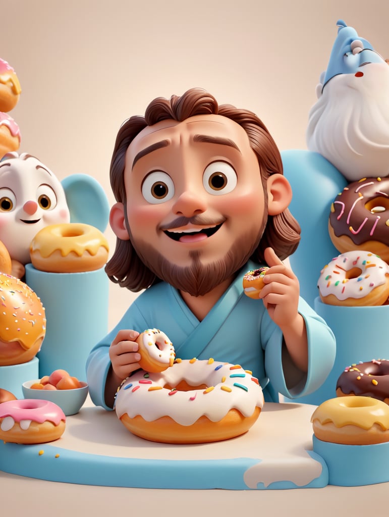 Jesus eating sweet donut