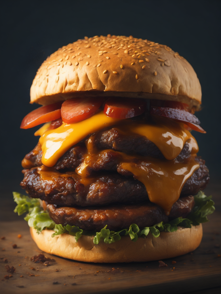 triple meat Smashed ground beef patty cheeseburger