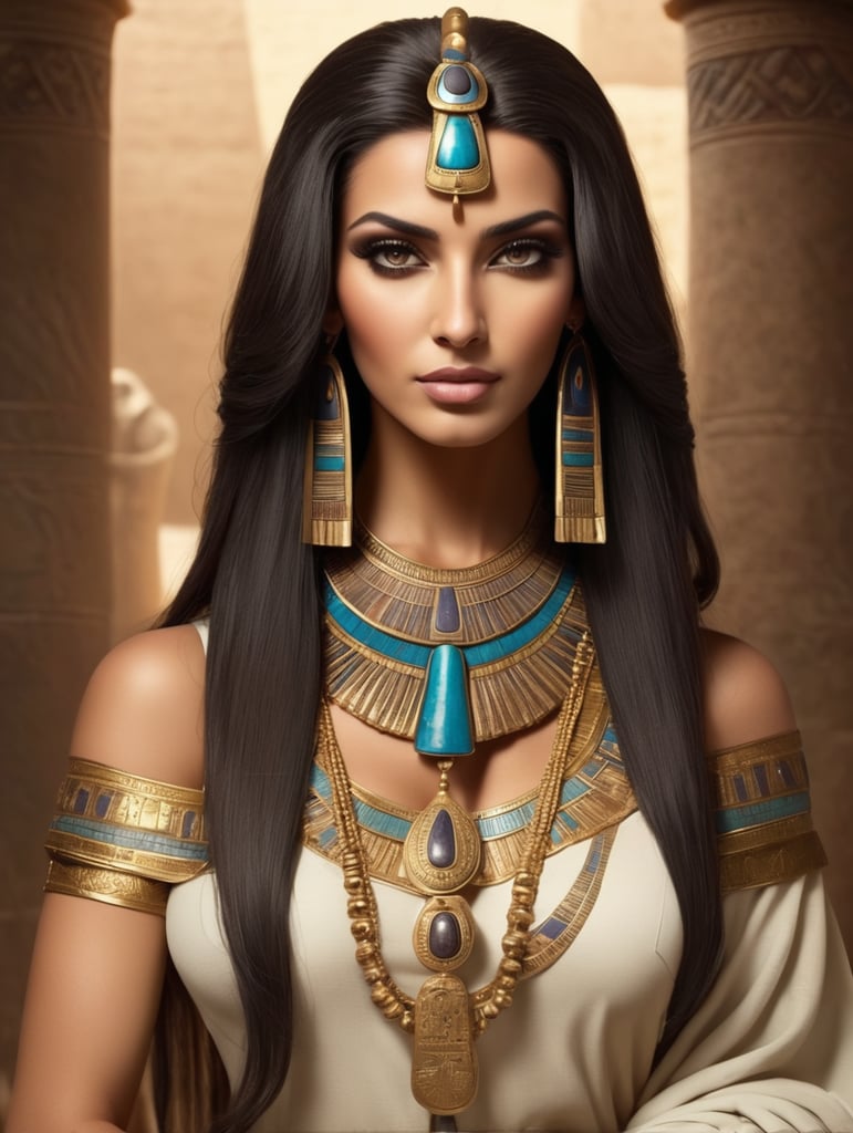 beautiful ancient egyptan queen, dark hair
