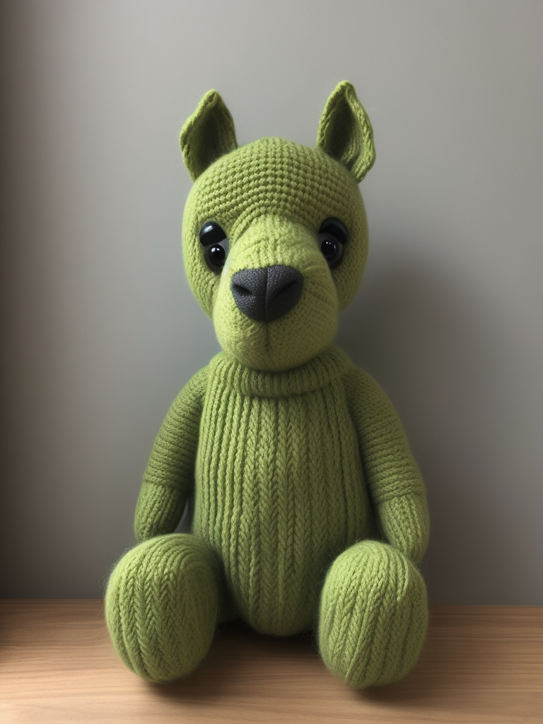 Knitted green lama