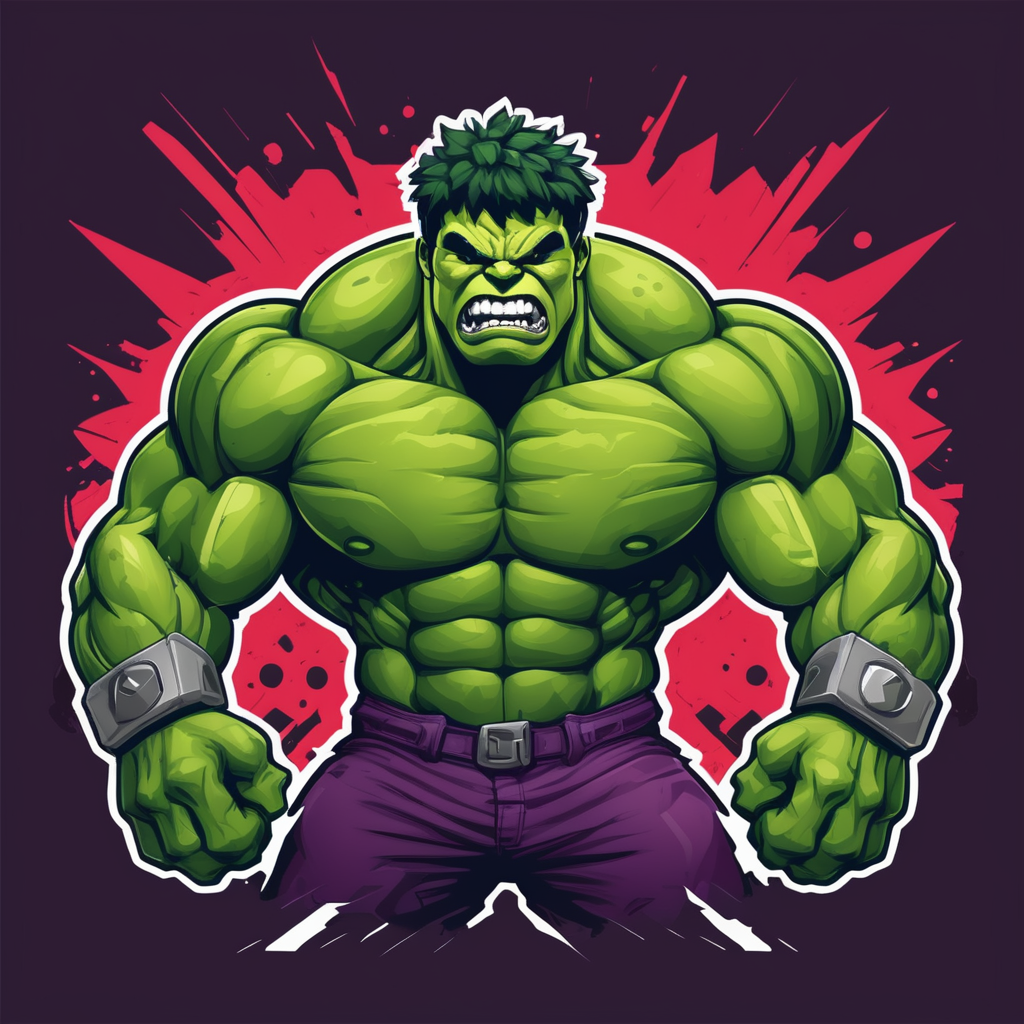 Vector Hulk smash mascot logo, e-gaming, bright colors, Gaming Logo, vector image