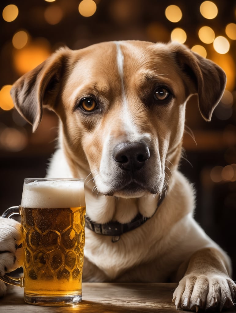 pies pijący piwo
