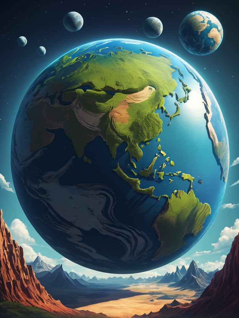 Earth planet, 2D art style