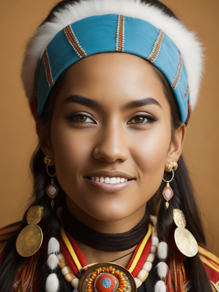 native american woman 19 years old in national dress
