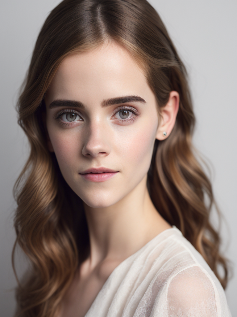Portrait of Emma Watson, ultra realistic, Long hair, detailed background