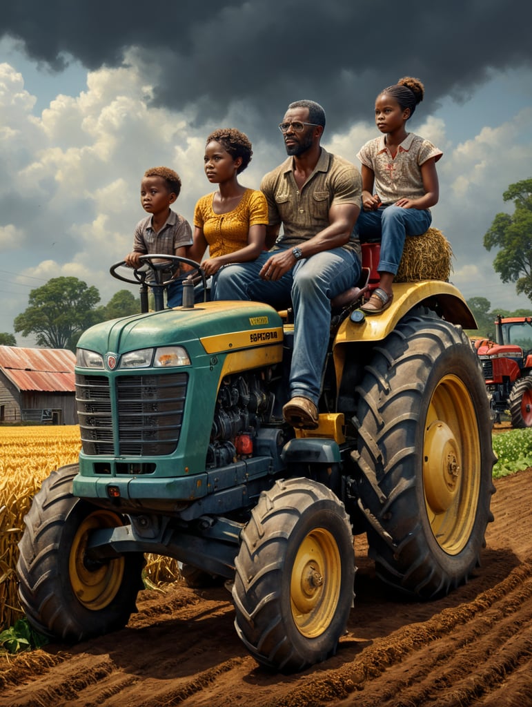 african american family on tractor