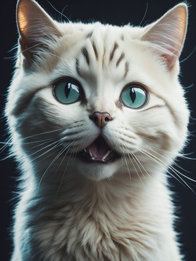 sneeze white kitten space horror realistic