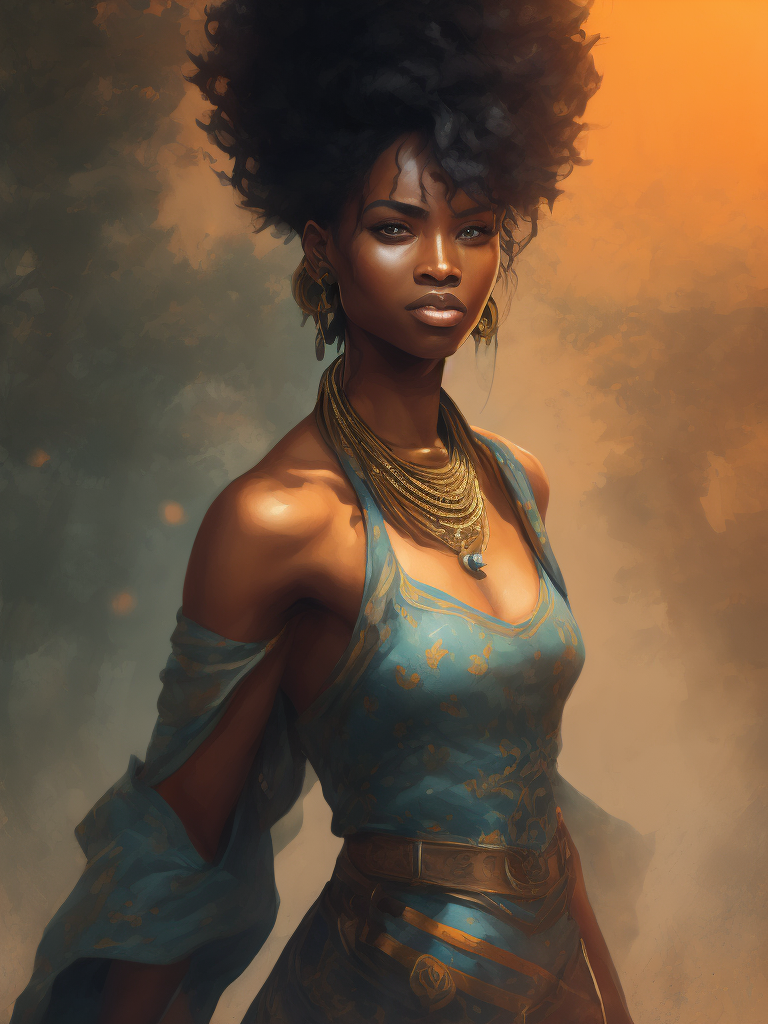 Create a full-body manga drawing of a young African character donning modernized traditional clothing, stretching their arms in a morning routine.