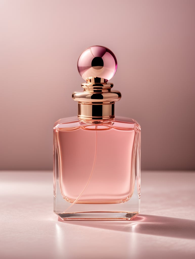 Minimalist pink perfume bottle