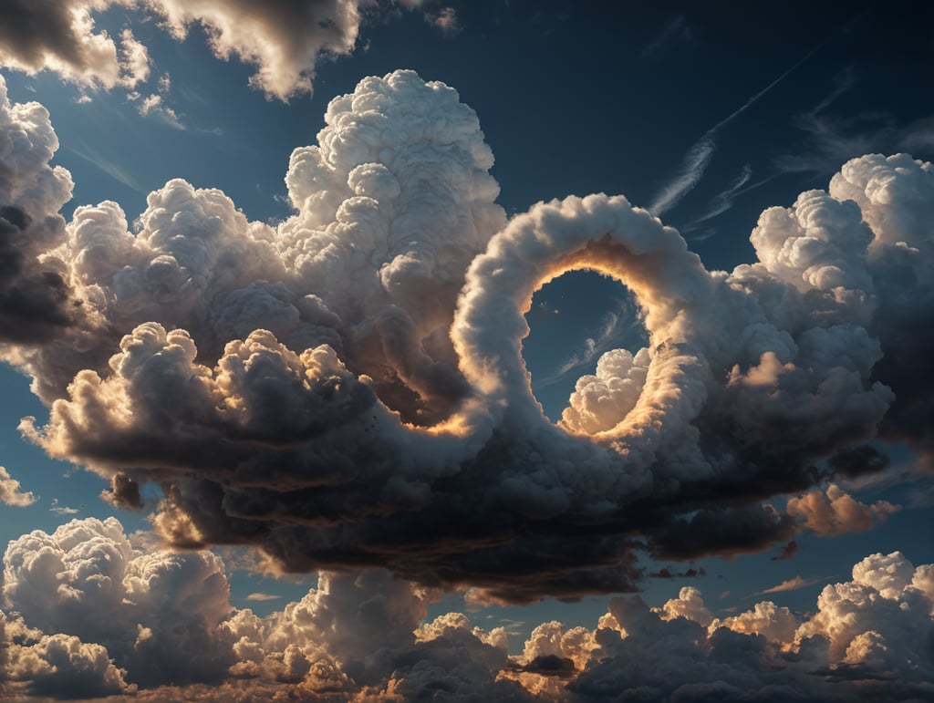 letter O and letter C as clouds in sky