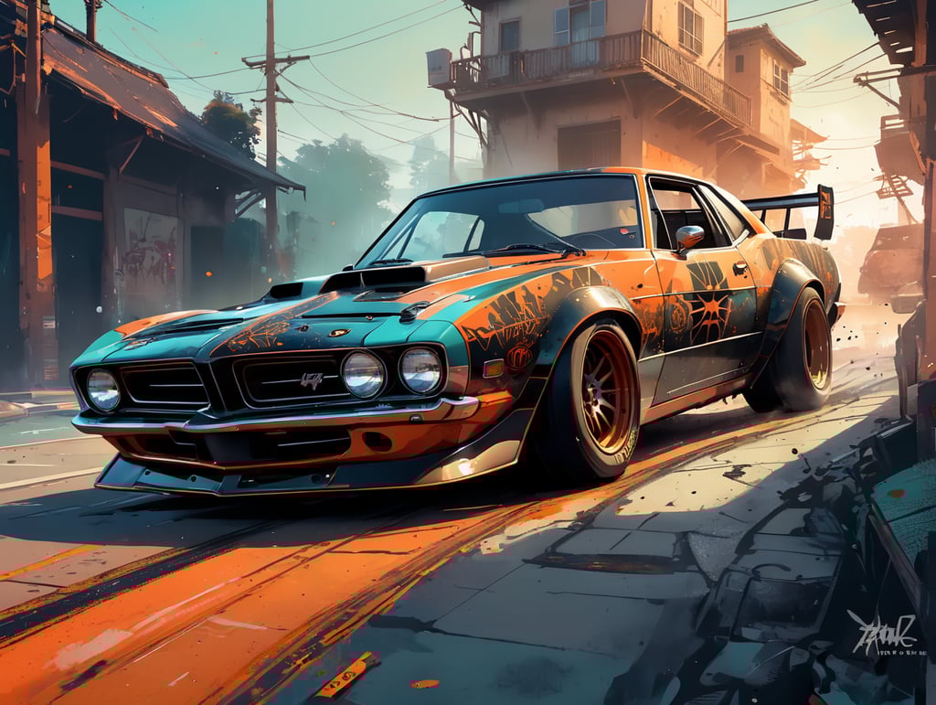 A vector flat illustration of a spooky-themed race car, with stylized skulls, spider webs, and bats painted on its exterior, ready to participate in a Halloween-themed racing event, Vector Flat Illustration, designed with vector graphics software to convey the excitement and competition of Halloween-themed car races,