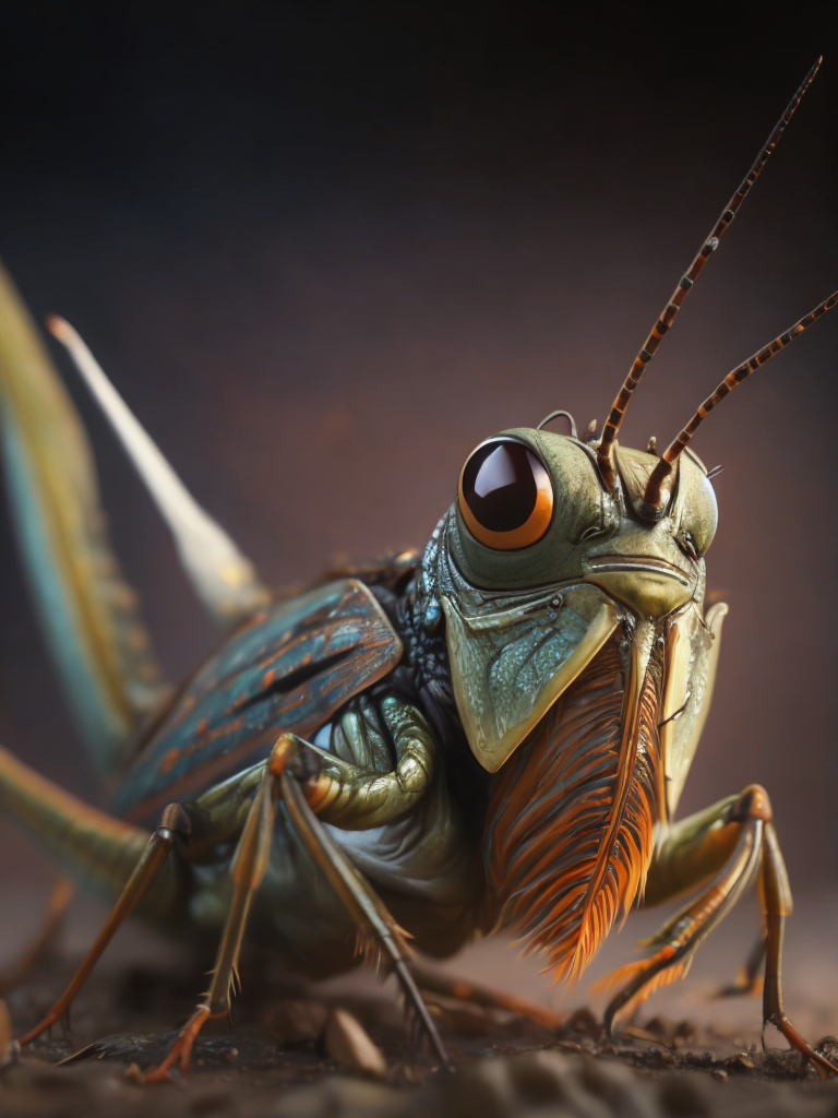 Grasshopper macro photography, close-up, high-quality details, deep focus, professional shot