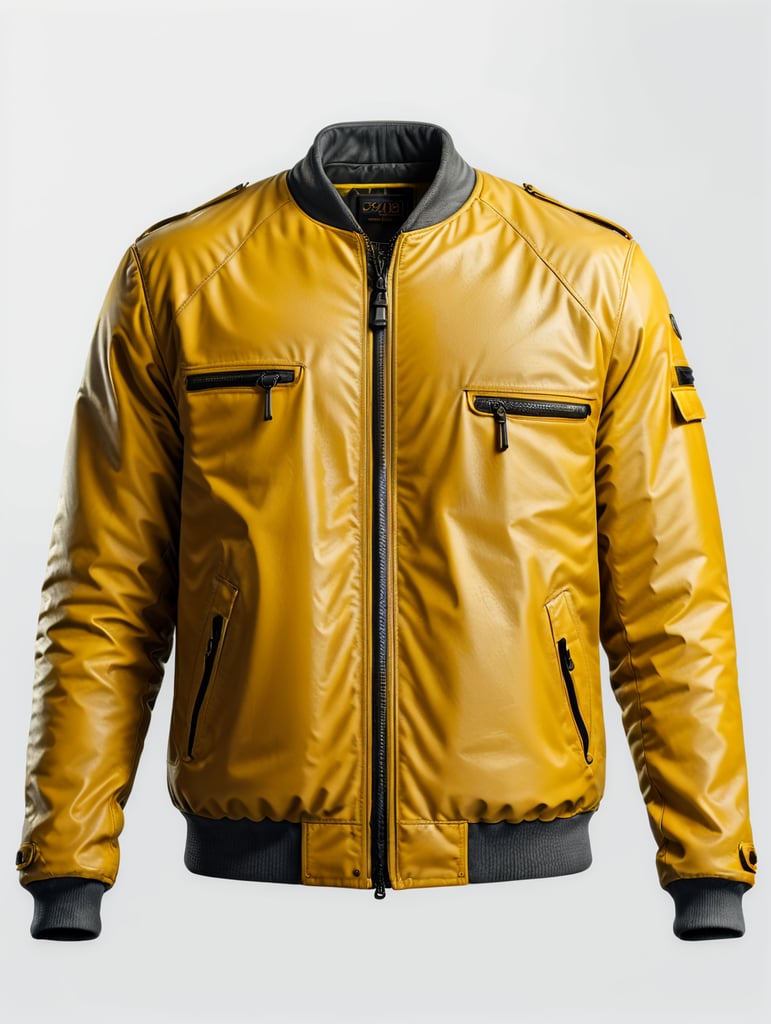 a yellow jacket, grey background, isolated